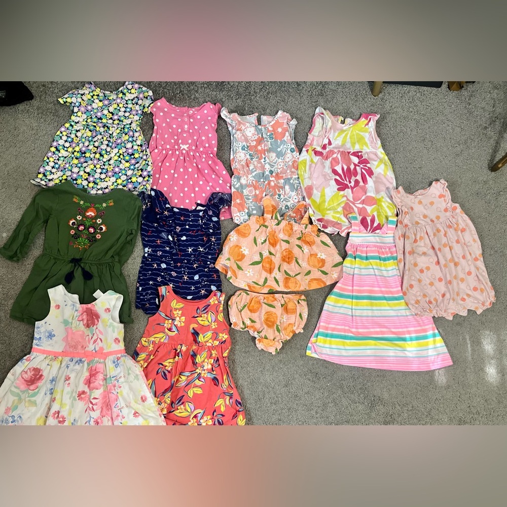 Girls/Youth/toddler 11 piece Summer Dress & Romper Lot 12 to 24 months